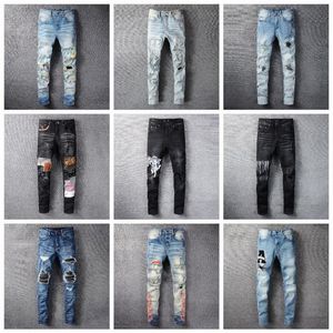 Designer maschi jeans uomo angosciato strappato skinny cowboy pantalone jean rock revival pantaloni dritti slim elastico denim fit moto biker245s