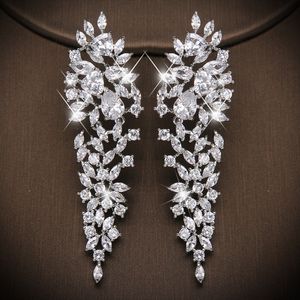 Stud Ekopdee Vintage Luxury Teardrop Zircon Drop Earrings For Women Charm Bling Leaf CZ Crystal Earring Wedding Party Fashion Jewelry 230821