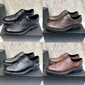 Luxury Crocodile Skin Casual Shoes Designer Sneakers Black Leather Famous Brands Comfort Outdoor Trainers Men Casual Walking Shoe Storlek 38-46