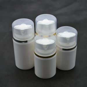 10 st/parti 30 ml guld silver stämpel vit luftlös plastlotion grädde pump påfyllbar flaska tom kosmetiska containrar spb90 twxle