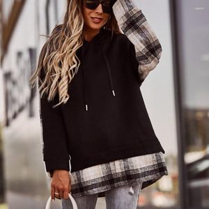 Women's Hoodies 2023womenautumn Casual Loose Clothes Patchwork Hoodie Sweatshirt Winter Long Sleeve Retro Plaid Print Pullover Leopard Top