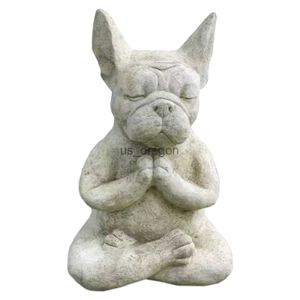 Andra heminredning hart meditation hundstaty ornament söt yoga pose hund figur vattentät hantverk julklapp heminredning för studie skrivbord x0821