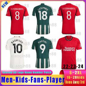22 23 24martinez Rashford Sancho Soccer Casemiro 2023 2024 Mans Football Jersey B. Fernandes Players Fans Kids Kits Thai Version
