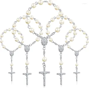 PERSPETTO DEL PAZIONE 12pcs Cross Finger Chain Battesimo Regali ospiti Bracciale Pearl Bracciatura del battesimo Bomboniere