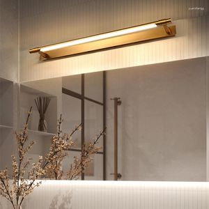 Duvar lambaları Modern bakır uzun makyaj lambası kapalı lavabo dekor ayna ön ışık LED banyo tuvalet dolabı giyinme