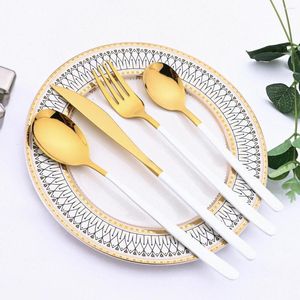 Conjuntos de utensílios de jantar 24pcs Calhas de ouro brancas Conjunto