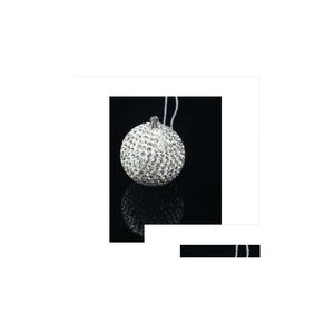 Decorações de interiores 1 x Charms de espelho de vista traseira do carro Crystal Bling Ball pendurado ornamento Rhinestone Decor Lucky Pinging Drop D Dhcv9