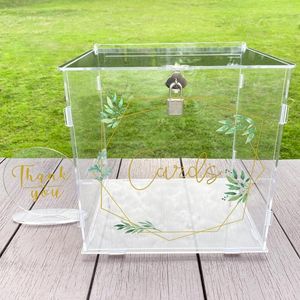 Party Supplies OurWarm Acrylic Wedding Card Box With Lock Gift Money For Graduation Birthday Baby Shower Decorations