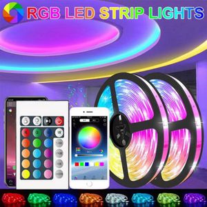 Luzes de faixa LED RGB Controle de cores Luzes de cor com modo remoto para decoração de sala Bluetooth TV