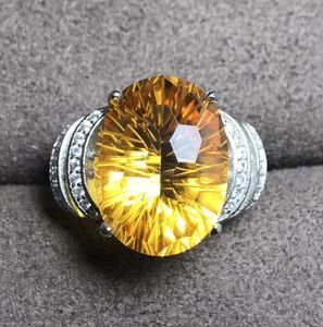 Anéis de cluster por joalheria homens reais anel de citrino natural 925 prata esterlina 7,5ct pedras fino f20231