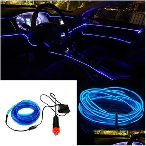 Other Auto Electronics 3/5M 12V Car Led Cold Lights Flexible Neon El Wire Lamps On Light Strip Interior Lighting Decoration Strips D Dhqeq