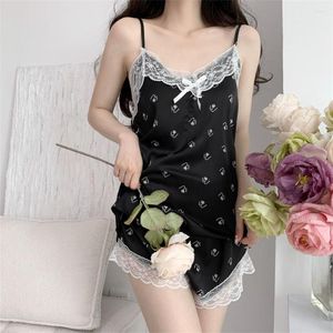 Abbigliamento per il sonno femminile jxgarb Piajama sexy in pizzo per donne a V-Neck Piajama Fema