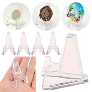 300Pcs Acrylic Display Stand Transparent Triangle Commemorative Coin Watch Holder Display Rack For Exhibitions Shelf Home Decor