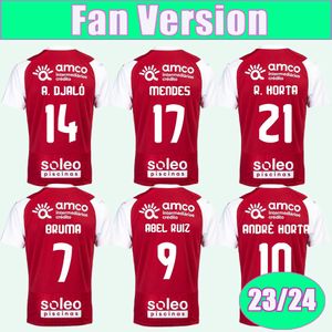 23 24 SC Braga Mens Soccer Jerseys Bruma Abel Ruiz Andre Horta A. Djalo Mendes Rony Lopes R. Horta Pizzi Home Red Short Sleeve Football Shirts Uniforms