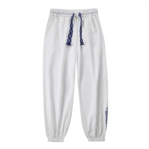 Herrenhosen Casualhose für Männer Seitenbrief Sticklogo Solid Buped Füße Hosen mit Kordeltrada Hombre