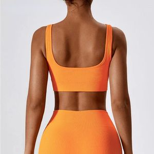 Yoga -Outfit ribbed Sport Bra Top Women Push Up Fitness Fitness -Training Unterwäsche Sport Tops für atmungsaktive Laufweste 2023New
