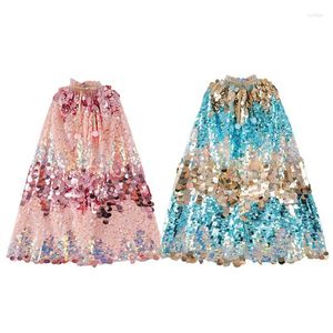 Coat Kids Girl Sequin Cloak For Holiday Birthday Party Children Blue Pink Sequined Cape Halloween Christmas Drop Delivery Baby Materni Dhkvt