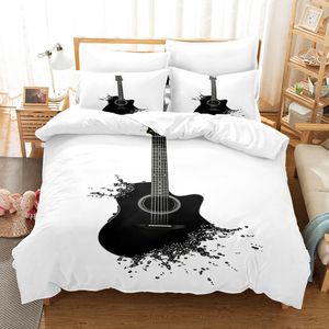 Conjuntos de cama Conjunto de adultos Capas de colcha de guitarra de música para adultos Crianças Twin Full Queen King Quarto Têxtil House De Couette 230818