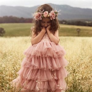 Kleine Mädchen Sommerkleid für Kinder Prinzessin Geburtstagsfeier Kleid Spitze Sling Tutu Hochzeit Kinder Kleider Vintage Blumenkleidung 22290V