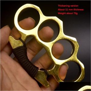 Pirinç Mafsallar Kalınlaştırılmış Metal Parmak Tiger Güvenlik Savunma Knuckle Duster Kendini savunma ekipmanı bilezik Cep EDC Tool5236247H DR DHJM2