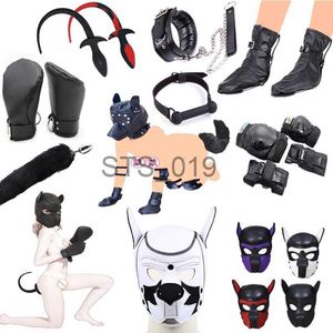 Outros itens de beleza de saúde SM Máscara de festa Puppy Play Dog Hood Máscara Dog Pata Crawl Glove Dog Cail Plug Bdsm Bondage Sexy Fetish Dog Rap Play X0821 X0821