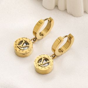 Designer Gold Dangle Brand Charming Women Hoop Earrings Jewelry Accessories Wedding Party Gift