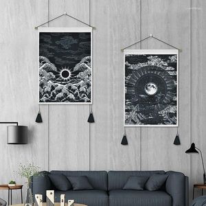 Tapestries Tapestry Moon Star Ocean Wave Mountain Sunset Great Wall Hanging For Room