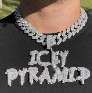 Anpassat brevnamn Inledande hänge 925 Sterling Silver VVS Moissanite Diamond Iced Out Hip Hop Jewelry Cuban Chain Pendant