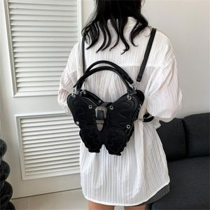 Açık çantalar gümüş siyah kelebek çanta yaratıcı sırt çantası tek omuz crossbody premium büyük gerçek küçük hissediyorum