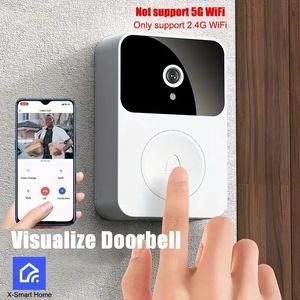 1pc Doorbell Camera Wireless,Intelligent Visual Doorbell Home Intercom HD Night Vision WiFi Rechargeable Security Door Doorbell,Two-Way Calls,Photo