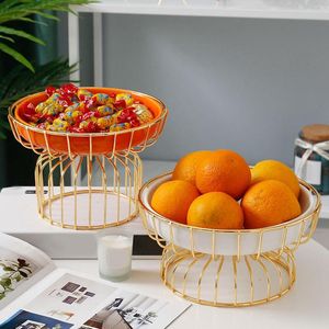 Plates Metal Iron Wire Fruit Basket Tray Cakes Holder Storage Bowl Vegetables Bread Stand Creative Frame Decoration