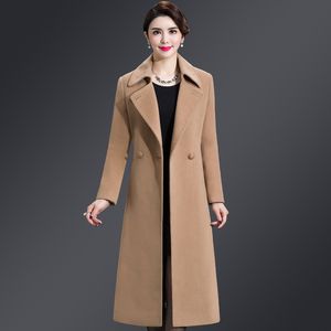 Womens Wool Blends Winter Women Coat Long Sleeve Casual Woolen Female Vintage Overcoat Solid Elegant Outerwear R534 230818