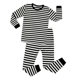 Set di pigiami a righe a strisce piene di cotone bianco nero set da ragazzi set di pigiama natalizio per bambini abbigliamento per bambini baby abbigliamento per bambini homewear lj2340j
