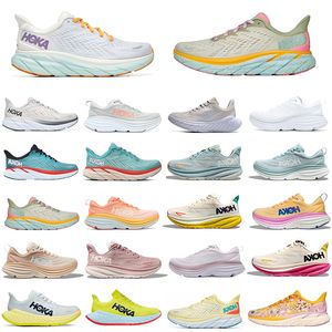 Gratis frakt One One Running Shoes Clifton 9 8 X2 BLANC DE BLANC SEAWEED GRÖNT TEA MEN Kvinnor utomhus sporttränare Sneakers 36-45