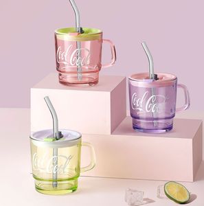 The latest 10.1oz ice glass straw coffee mug, many styles options, support customization of any logo