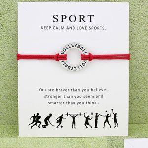 Braccialetti Charm Card pallavolo Baseball Basketball Basketball Soccer Ice Ice Hockey Sports Gioieri Sports Women Girl Boy Men Drop Drop Dhwt2