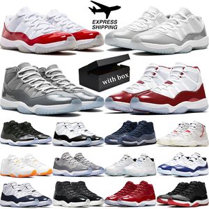 11s com caixa para sapatos de basquete para homens mulheres Cool cinza gama azul legenda azul criada 11 cimento baixo mensal cinza womens ao ar livre treinador