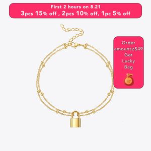 Anklets ENFASHION Boho Lock Anklets For Women Gold Color Anklets Bijoux Femme Beach Accessories Fashion Jewelry Stainless Steel A215006 230820