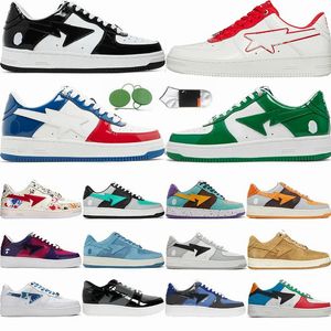 Sta Low Designer-Schuhe, Panda, Schwarz, Weiß, Lackleder, Camo, ABC, Rosa, Grün, Dreifachweiß, Nostalgisches Blau, Gelb, Ape, Luxus-Plate-Forme-Turnschuhe für Herren und Damen