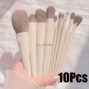 Makeup szczotki 10pcs miękkie beżowe pędzle do makijażu Zestaw do cieni do powiek luźne proszek Blush Contour Hevyther Foundation Cose Cosmetical narzędzie HKD230821