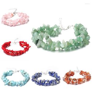 Charm Bracelets Fashion Natural Crushed Stone Couple Bracelet Crystal Bead Gift Female Irregular Boho Bangles Meaning Auspicious