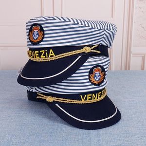 Ball Caps Fashion Stripe Navy Sailor Cap dla mężczyzn Kobiety Regulowany kostium sceniczny Kapitan Hat