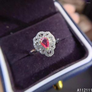 Ringos de cluster jóias finas 925 prata esterlina inserção com gem feminina de luxo feminino lúbria gota de safira rosa Sapphire