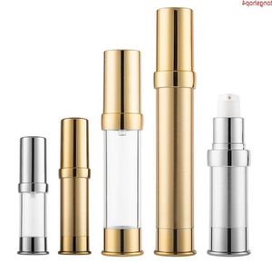 500pcs 5ml 10ml 15ml 20ml 30ml Gold Silver Anodized Aluminum Airless Bottles Luxury Travel Cosmetic Cream With Pump SNgoods Cewfd