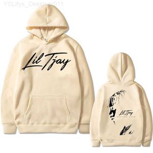 Mens Hoodies Sweatshirts Rapper Lil Tjay Destined 2 Win Double Sided Print Hoodie Man Black Cotton Sweatshirt Men Women Fashion Oversized Hip Hop 230202 L230821