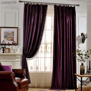 カーテンVerahome Luxury European Thick Purple Velvet Curtains for Living Room Bedroom Window Treatment Cartain Drapes HKD230821