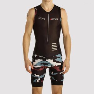 Racing sätter high-end 2023 Summer Camouflage Color Scheme Jumpsuit Xtriat Mens Cycling Triathlon Suit Sleeveless Bicycle Male Skinsuit