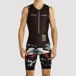 Rennsets High-End 2023 Sommer Camouflage Farbschema Jungenuit Xtriat Herren Radsport Triathlonanzug ärmellose Fahrrad männlicher Skinsuit