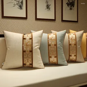 Pillow Chinese Style Pflaumenblütenabdeckungen Blumenstickte Taillengehäuse Hochwertiges Watteswäsche-Leinenkissenbezug hochwertiger Baumwollwäsche