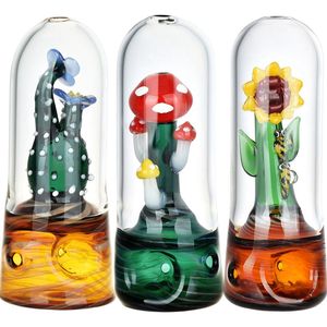 Bunte rauchende Pyrex Dicke Glasrohre tragbarer Taschen -Trockenkraut Tabakfilter Löffel Schüssel Innovative Pilz Cactus Sonnenblumenstil Handpipes Zigarettenhalter